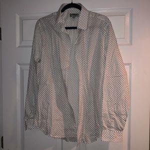 EXPRESS Slim Fit White Dress Shirt with Blue/Black Pattern